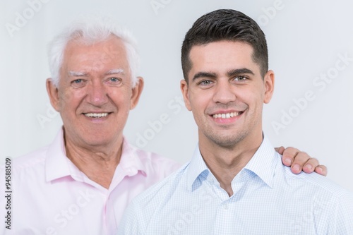 Adult son with supporting father