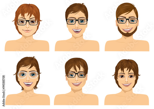 six handsome caucasian men faces