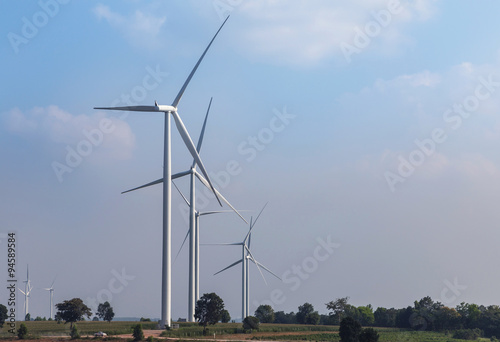 wind turbines generating electricity energy  from natural
