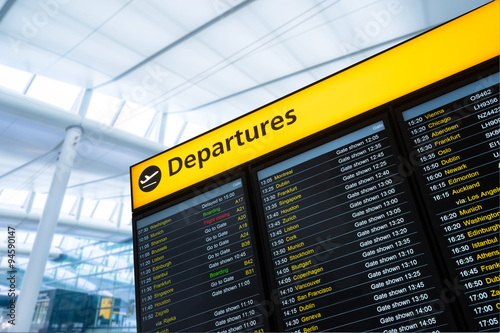 Flight information, arrival, departure at the airport, London, E