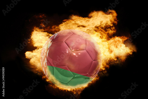 football ball with the flag of belarus on fire