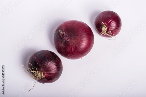 red onions on a white background, are isolated.