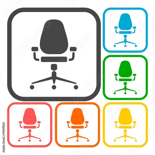 Office chair icons set