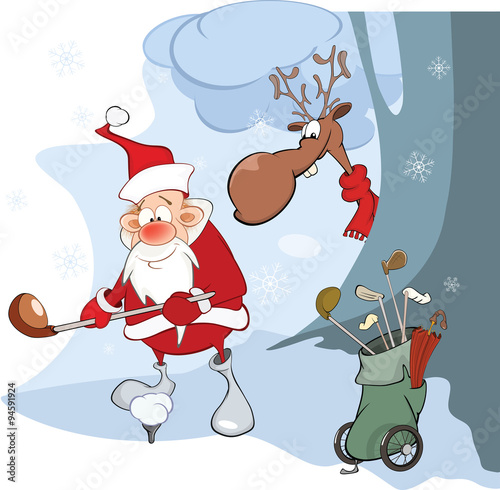 Illustration of Cute Santa Claus Golfer