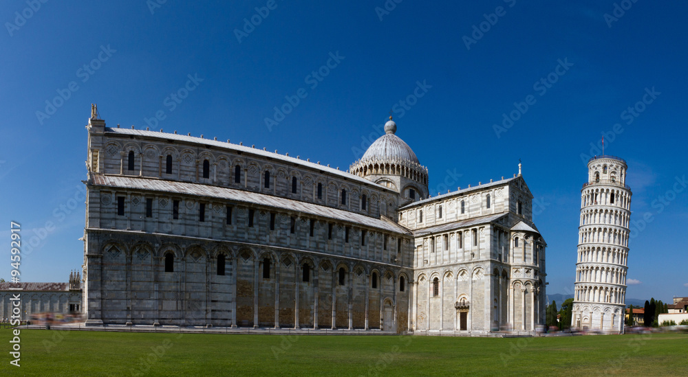 Piazza del duomo in Pisa. Leaning tower and cathedral of Pisa