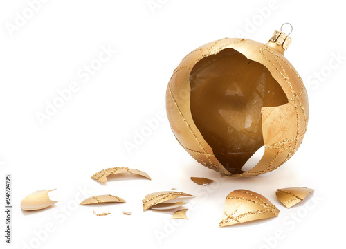 Broken Christmas ball. Contains clipping path