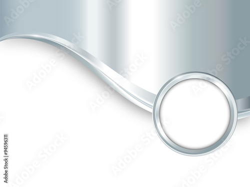 Background with  silver metal strip and round frame for your text. Modern wallpaper in industrial style