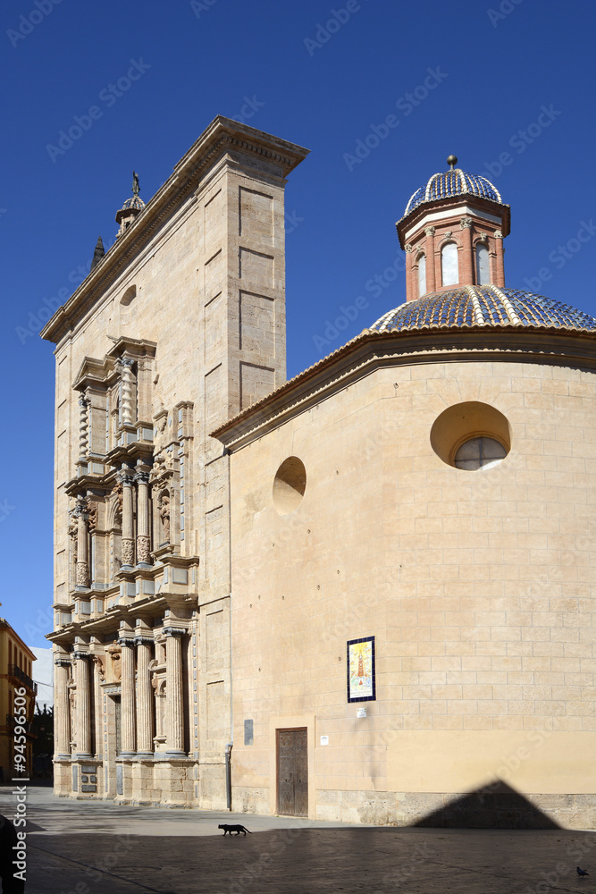 Fototapeta premium Old church with facade in Valencia, Spain