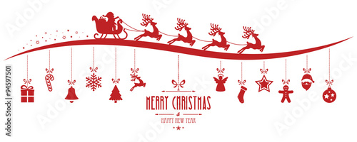 santa claus sleigh christmas elements hanging gred isolated back