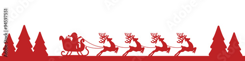 santa sleigh reindeer red landscape silhouette