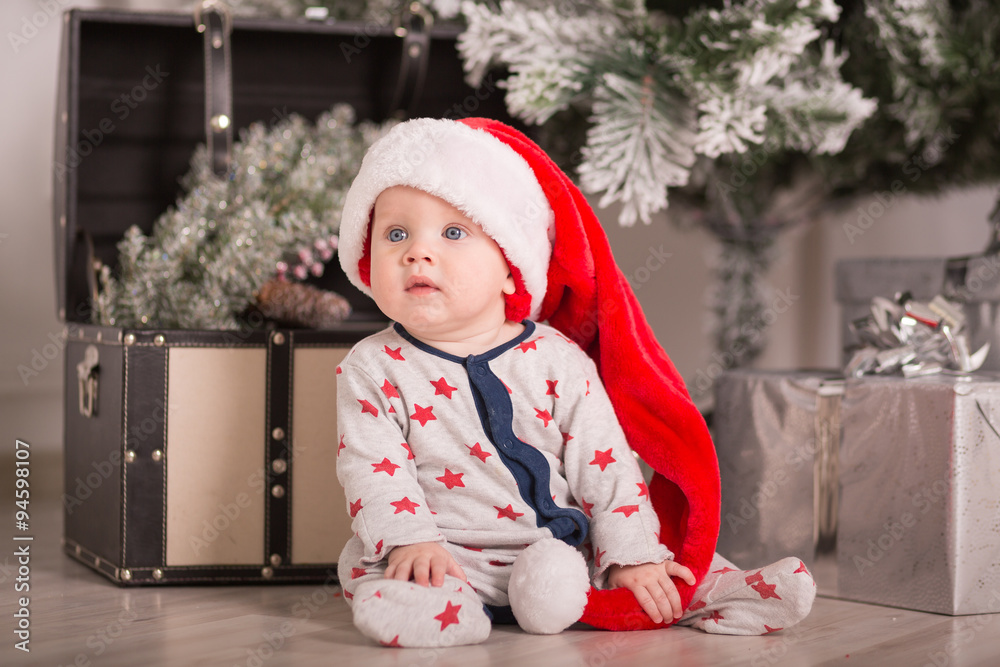 Beautiful little baby celebrates Christmas Beautiful little baby celebrates Christmas