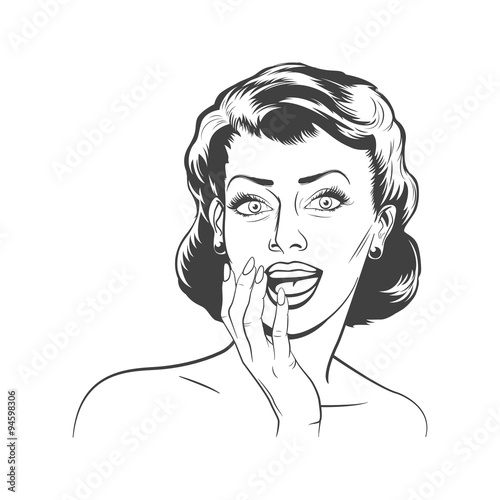 Vector surprised woman