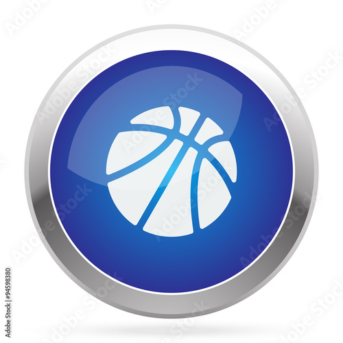White Basketball icon on blue web app button