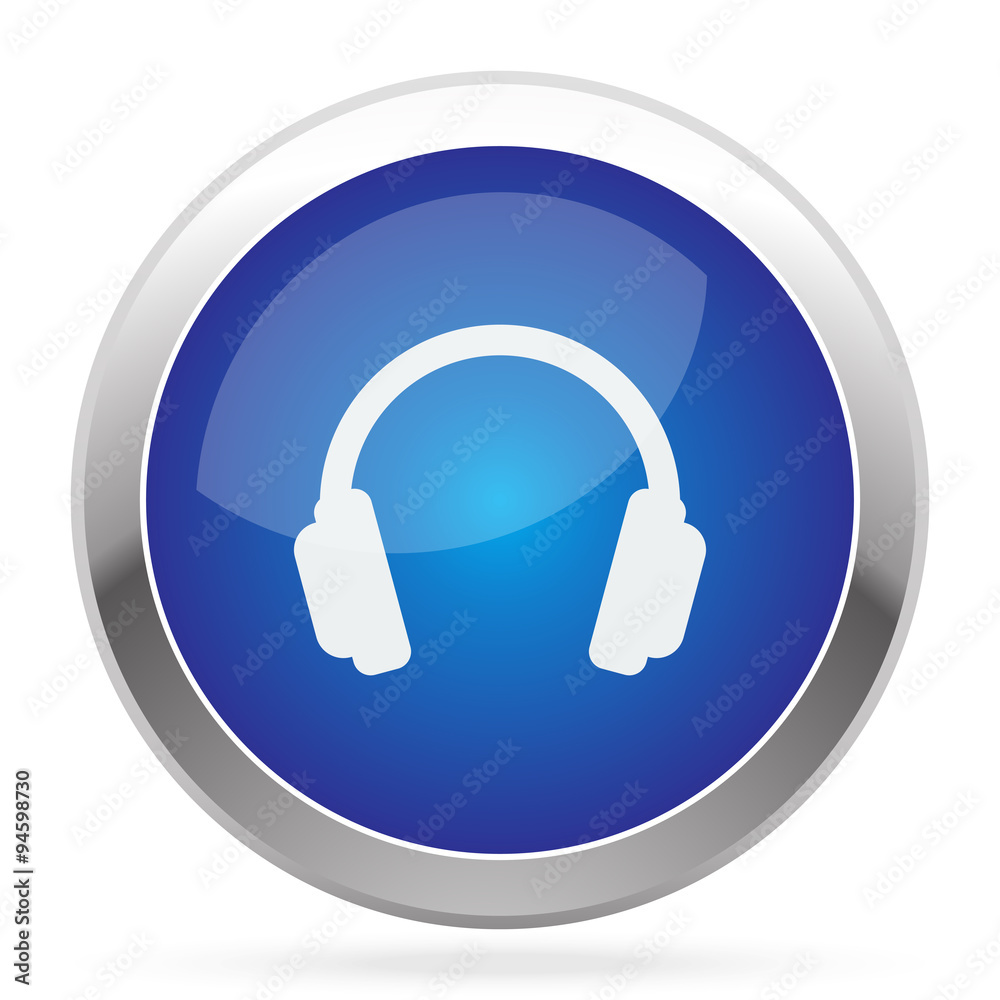 White Headphones icon on blue web app button White Headphones icon on blue web app button