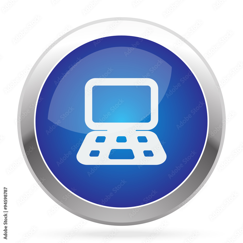 White Computer icon on blue web app button White Computer icon on blue web app button