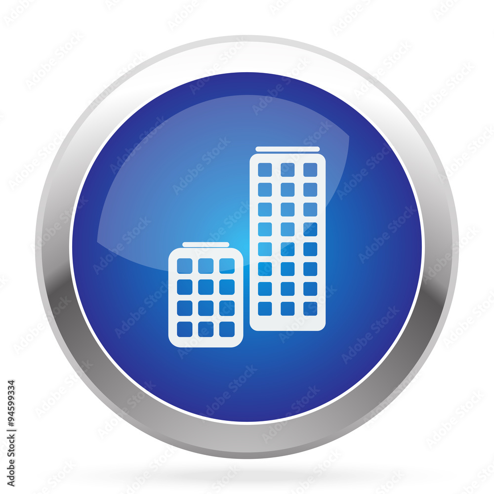 White Skyscrapers icon on blue web app button White Skyscrapers icon on blue web app button