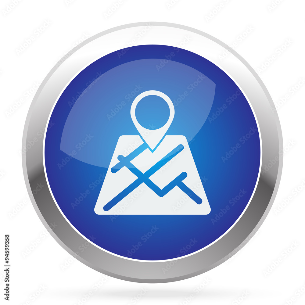 White Map Pointer icon on blue web app button