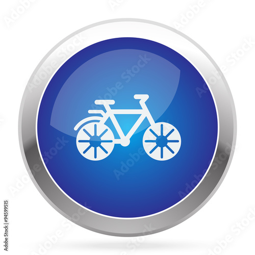 White Bicycle icon on blue web app button