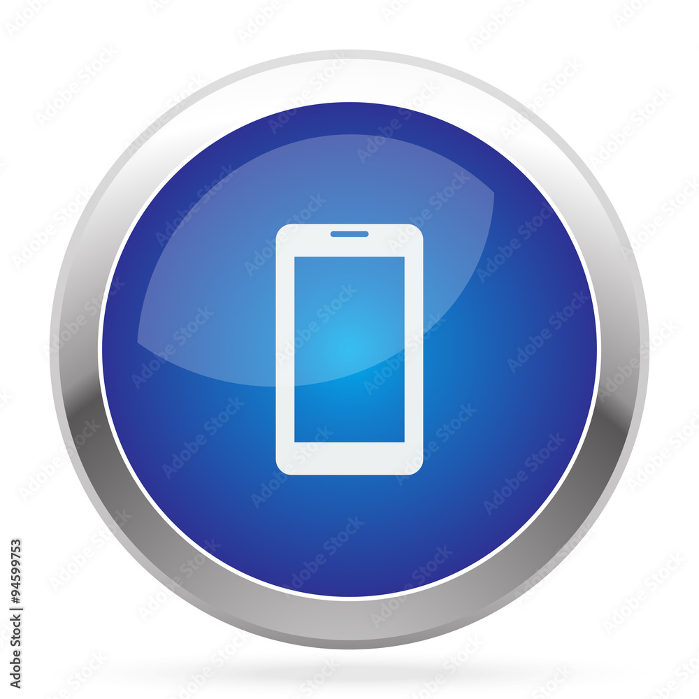 White Mobile Phone icon on blue web app button White Mobile Phone icon on blue web app button