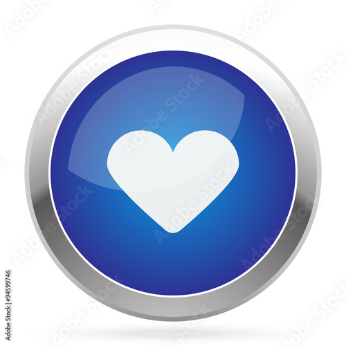 White Heart icon on blue web app button