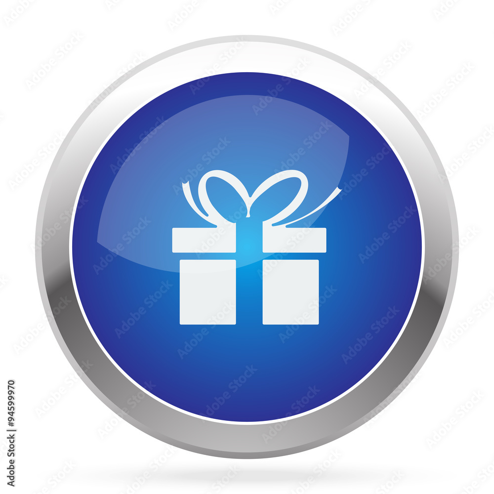 White Gift  icon on blue web app button