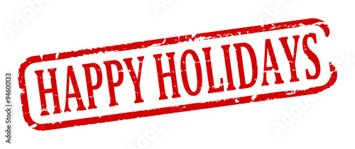 Scratched red oval stamp with the words - happy holidays - vector svg
