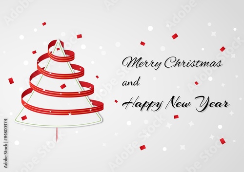 christmas card wth ribbon tree