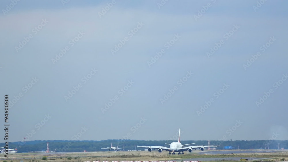 Airplane taxiing after landing