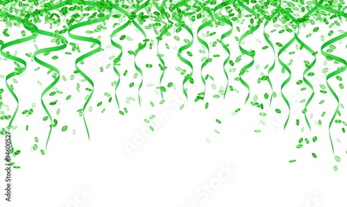 green confetti and ribbons