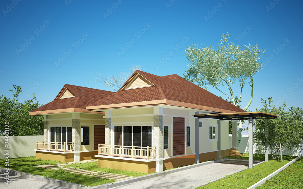 3d render of house ,3dwire frame render