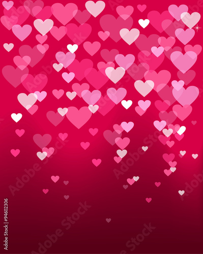 Valentines day heart shape bokeh light love card