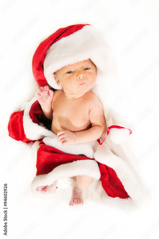 Newborn baby wearing as Santa Claus. Newborn baby wearing as Santa Claus.