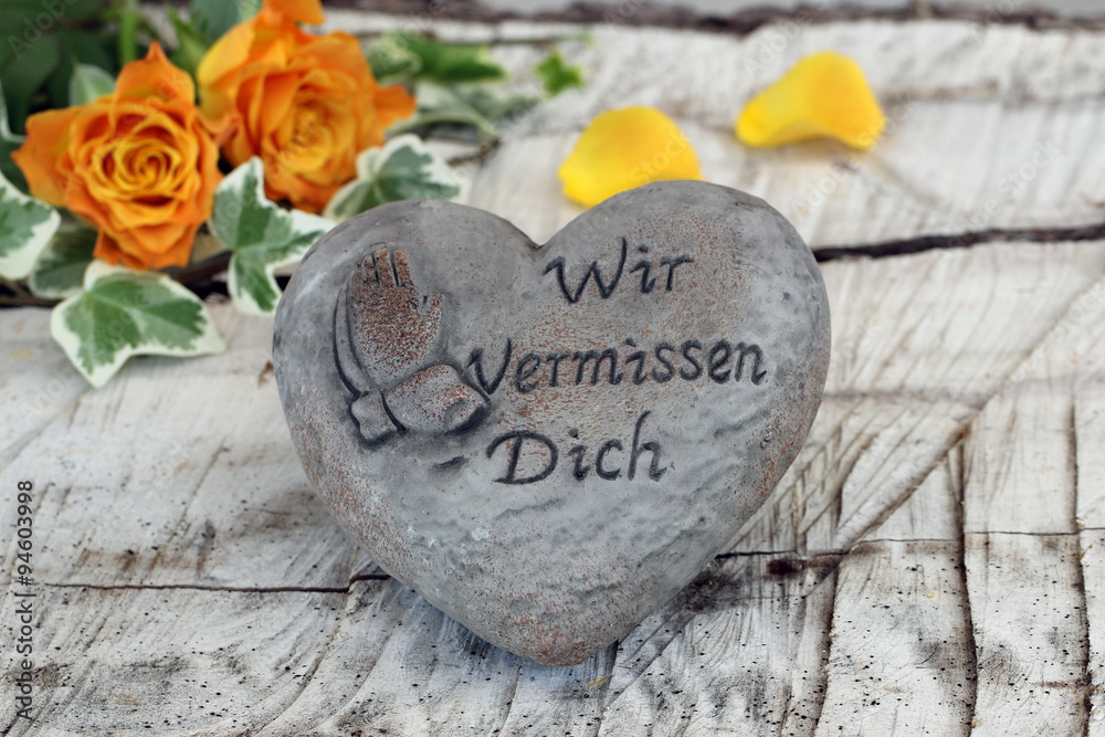 Herz mit Trauerspruch StockFoto Adobe Stock