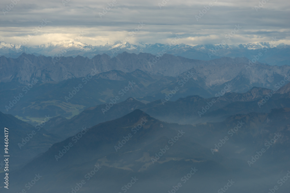 Dull Austrian Alps from an Airplane