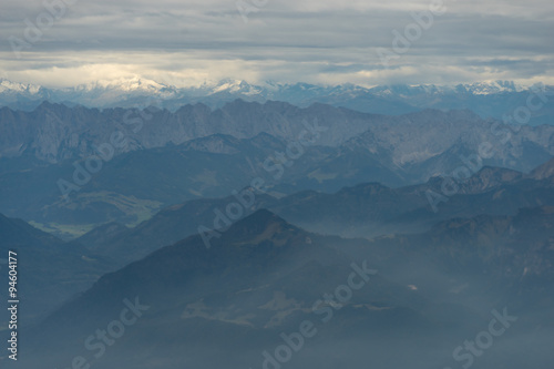 Dull Austrian Alps from an Airplane