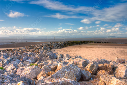 Low tide on the beach in Morecambe, HDR Image photo