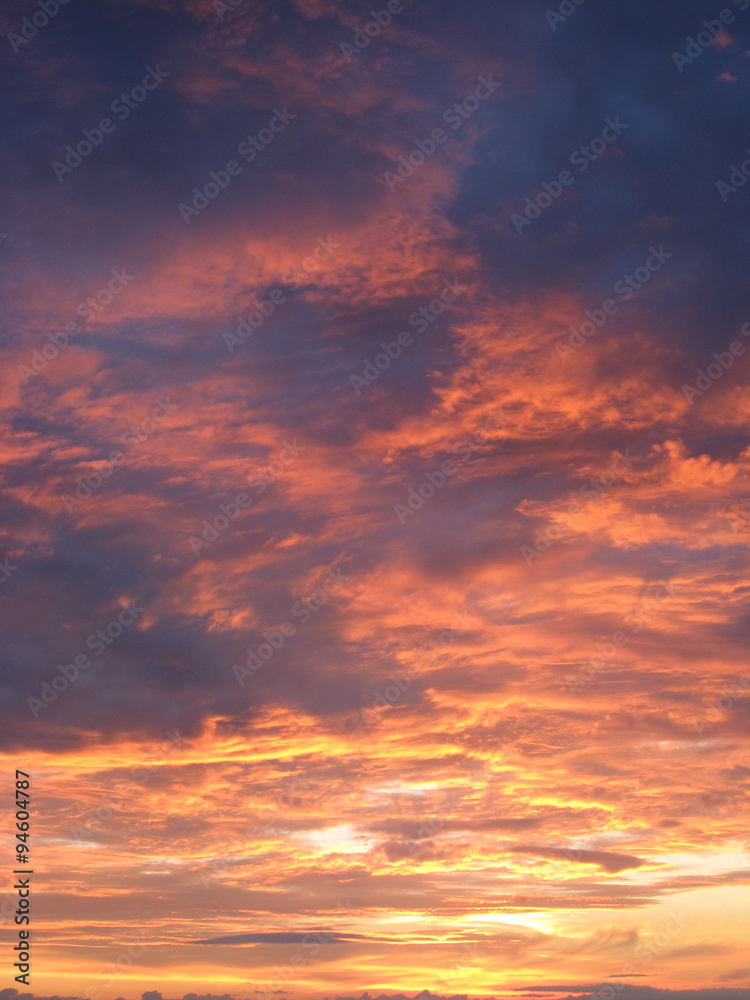 Colorful sunset with clouds