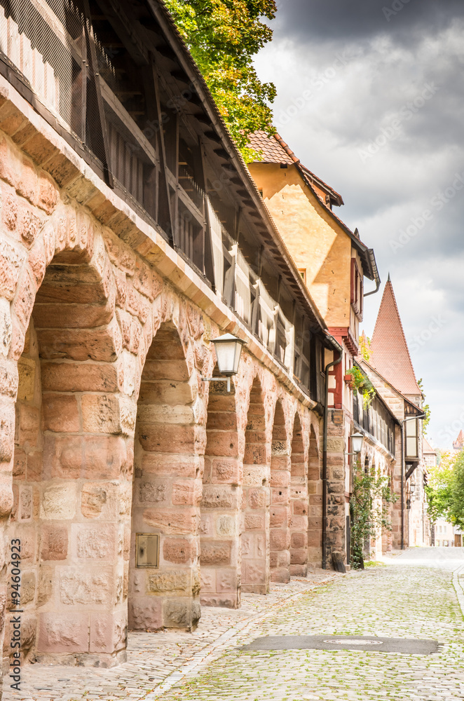 Medieval city wall in Nuernberg