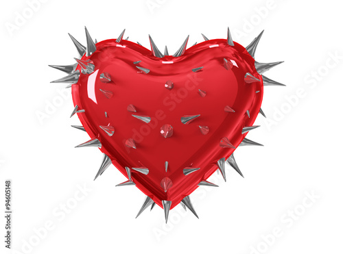 Billede på lærred Red heart with thorns
