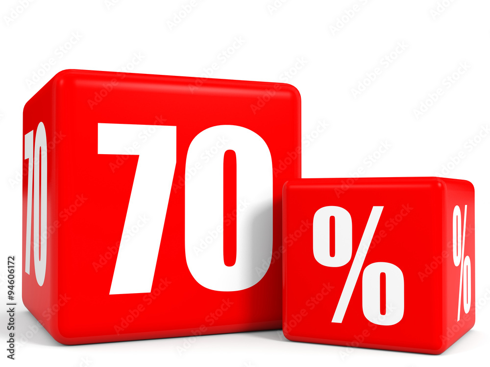 Red sale cubes. Seventy percent discount. Red sale cubes. Seventy percent discount.
