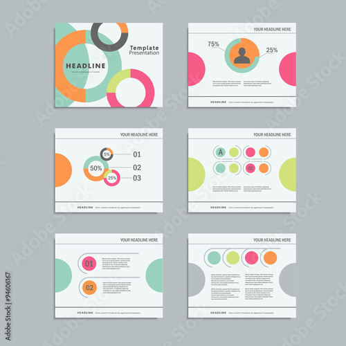 Set templates infographics for presentations, business, layout, modern style