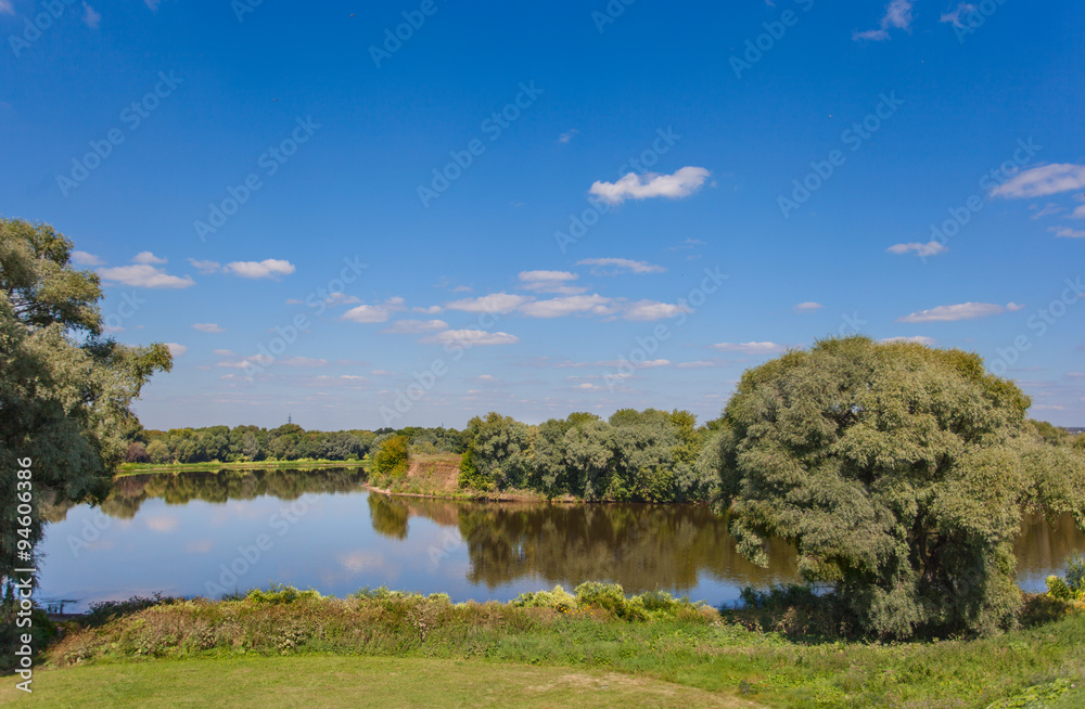 Fototapeta premium Река Москва, пейзаж, Коломна, Коломенский кремль, Россия