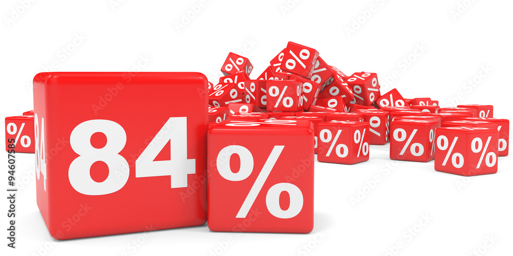 Red sale cubes. Eighty four percent discount.
