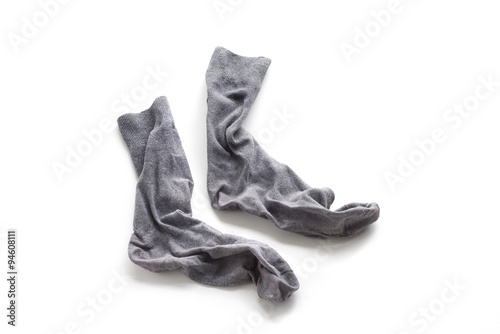 Clean laundered men's socks on a white background