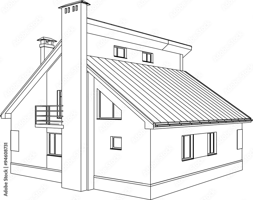 Wire-frame building on the white background. EPS 10. Illustration created of 3d. Wire-frame building on the white background. EPS 10. Illustration created of 3d.