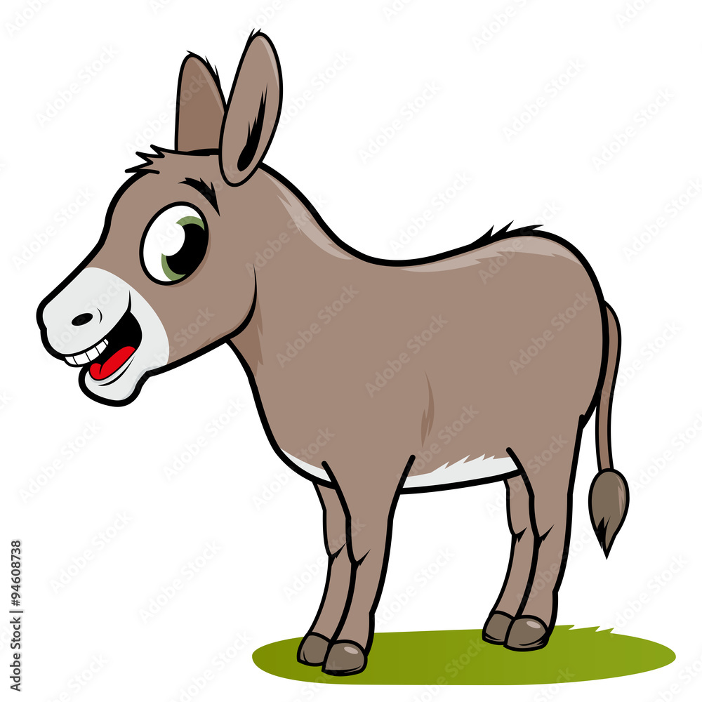 Cartoon donkey character. Vector illustration