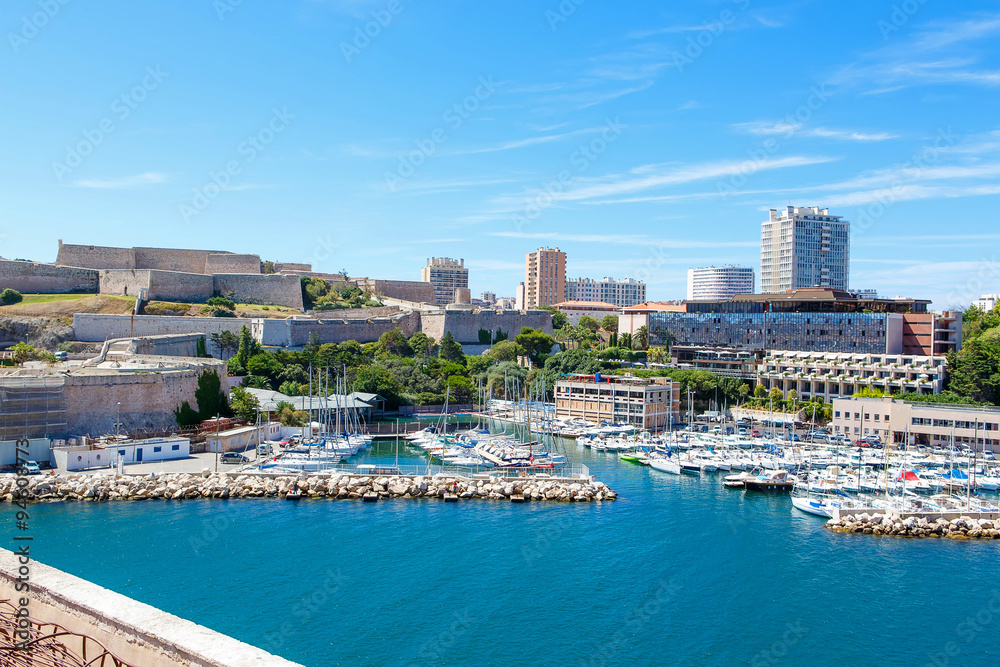 view on old port in Marseille, France
