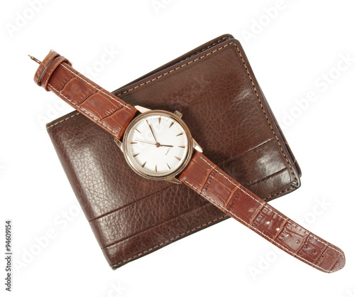 elegant watch and wallet