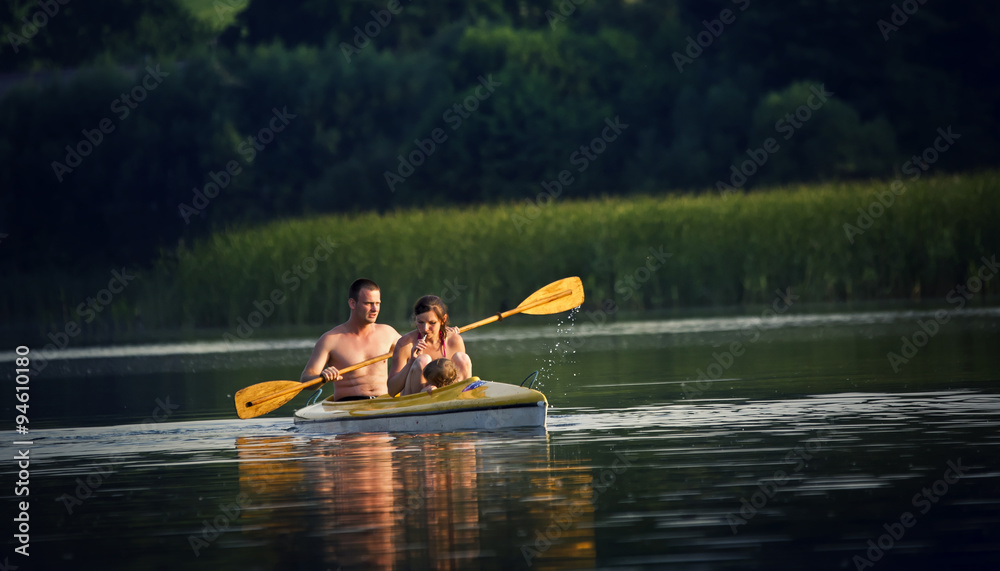 Family in the canoe