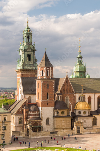 Towers of Wawel Cathedral in Krakow, Poland